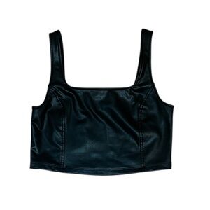 Olive & Oak Faux Leather Corset, Crop Tank Top, bustier, vegan, Women’s Small